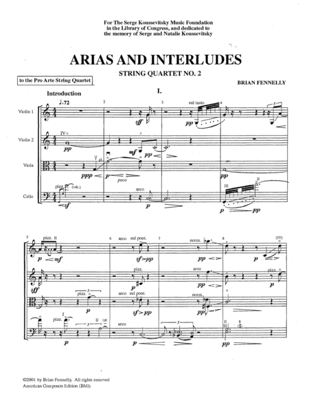 [Fennelly] Arias and Interludes (String Quartet No. 2)