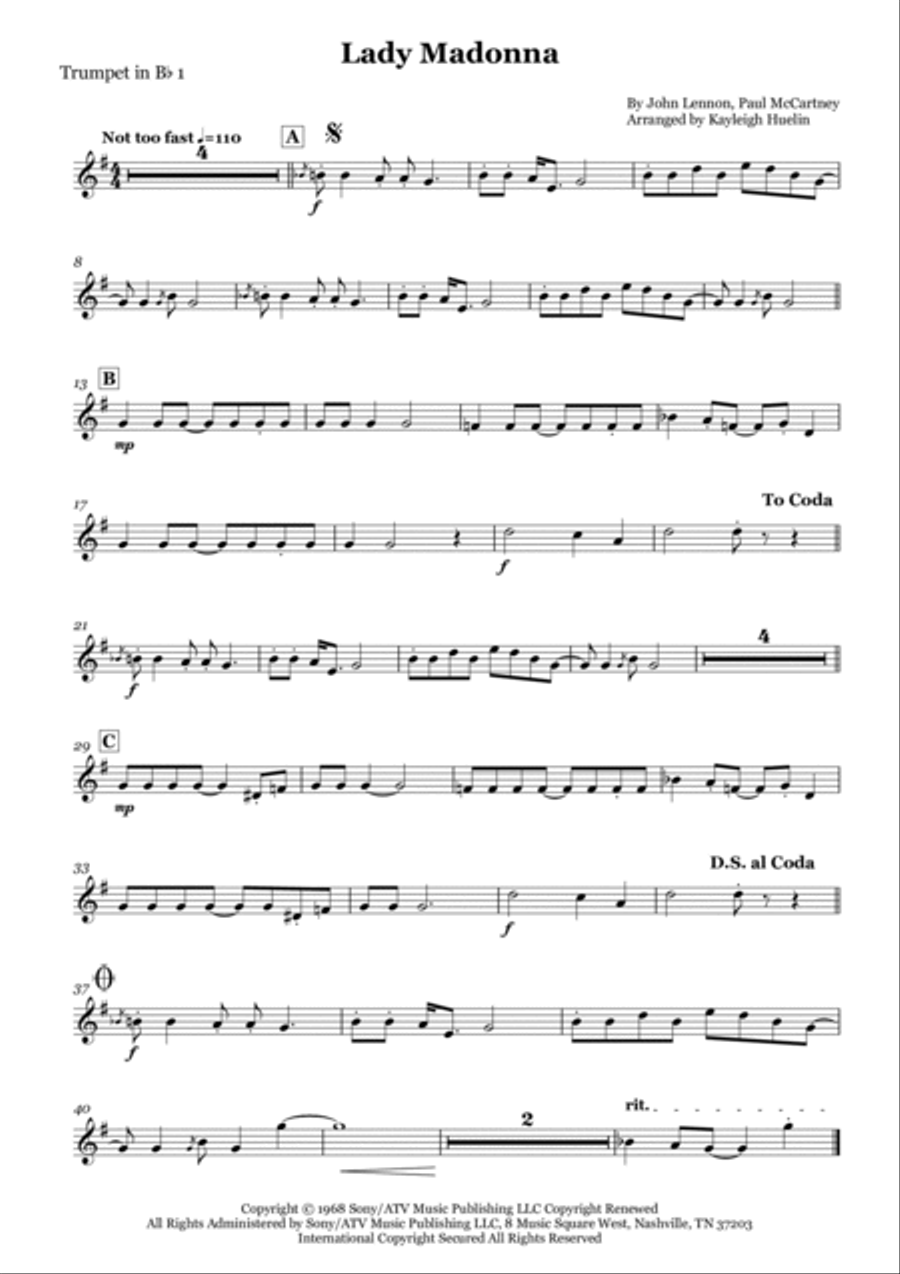 Lady Madonna Lady Madonna Brass Quintet scores gallery preview page 5