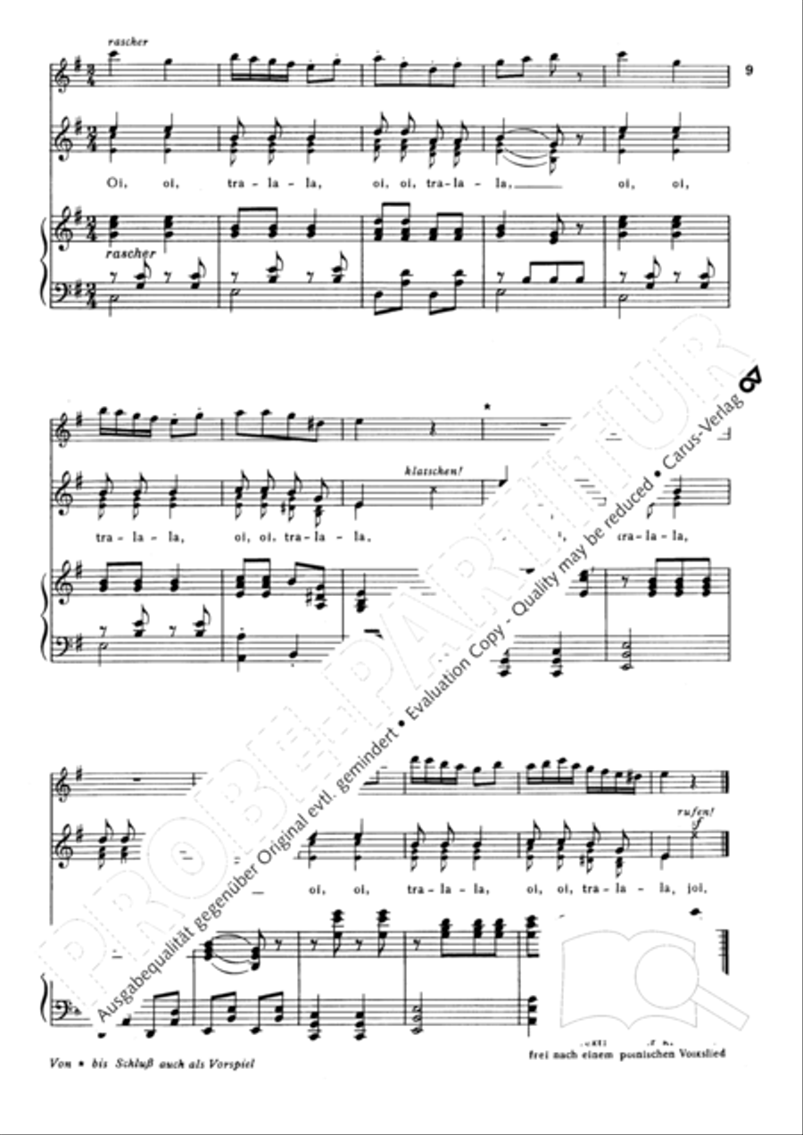 Dunkel war's, der Mond schien helle. 10 Lieder und Chansons Choir scores gallery preview page 9