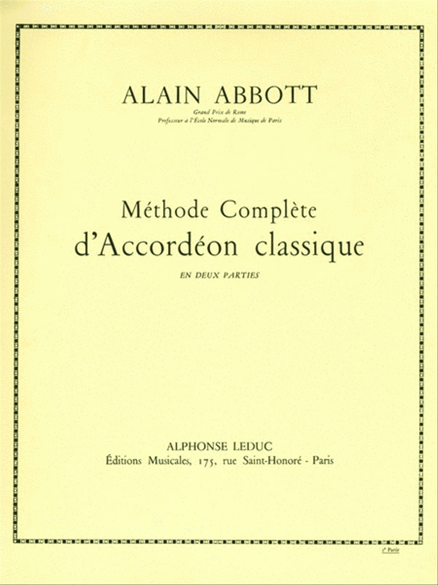 Abbott Methode D'accordeon Classique Volume 2 Accordion Book Accordion scores gallery preview page 1