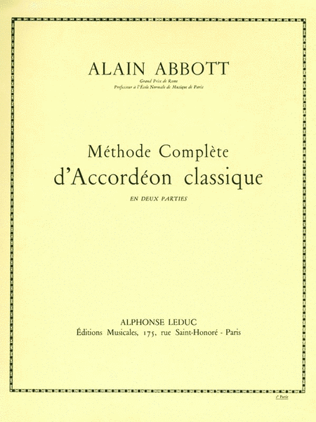 Abbott Methode D'accordeon Classique Volume 2 Accordion Book