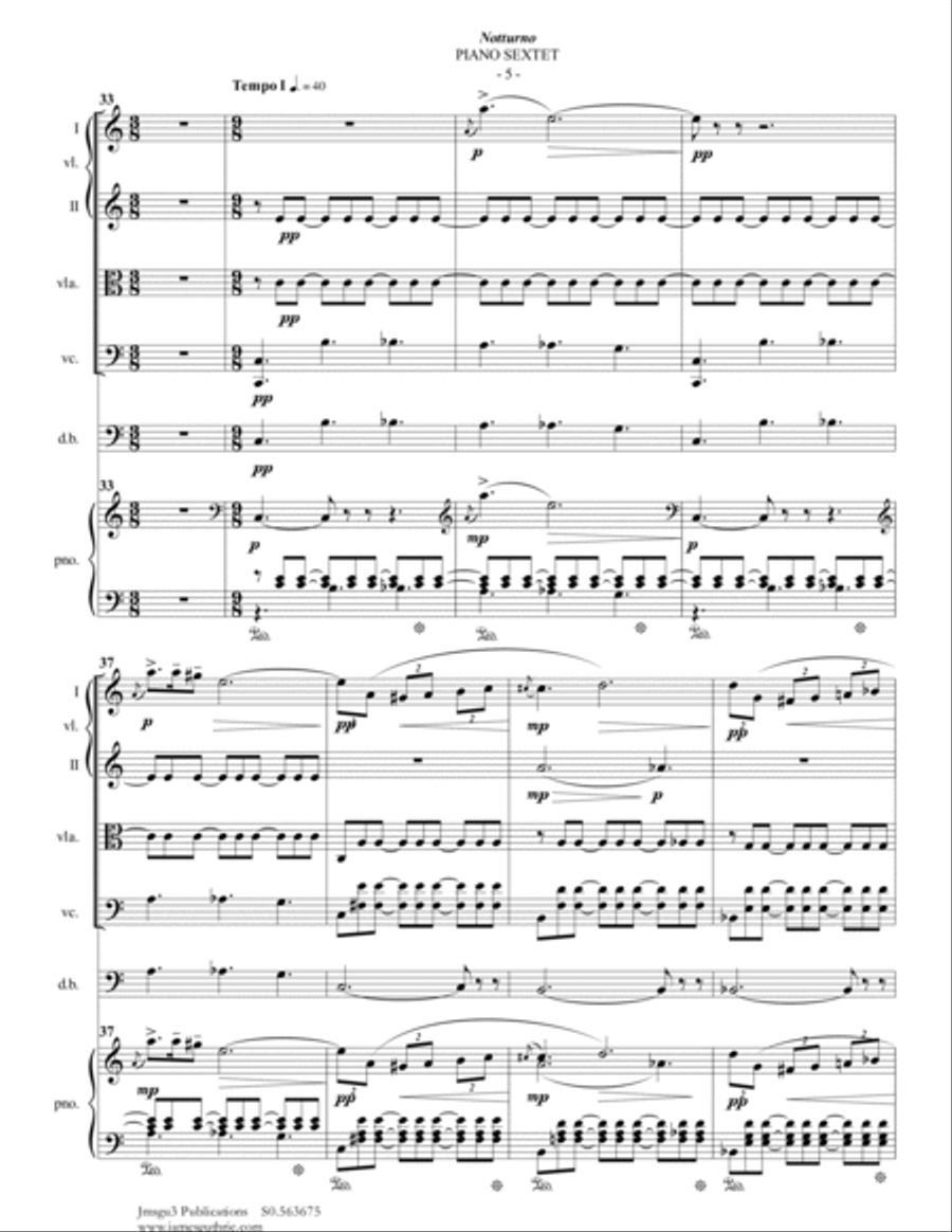 Grieg: Notturno Op. 54 No. 4 for Piano Sextet Chamber Orchestra scores gallery preview page 5