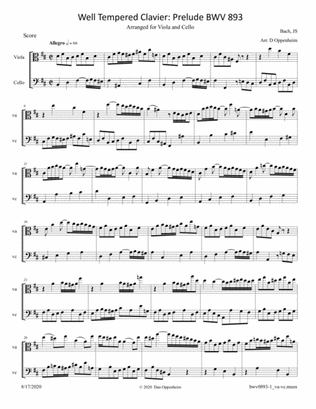 Bach: Prelude in B Minor from The Well Tempered Clavier (BWV 893) arr. for Viola and Cello