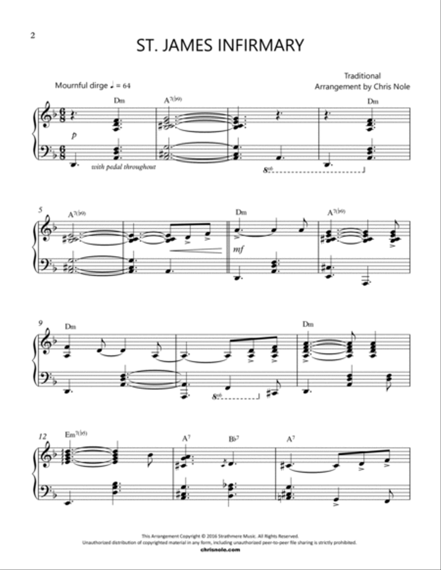 St. James Infirmary Piano Solo scores gallery preview page 2