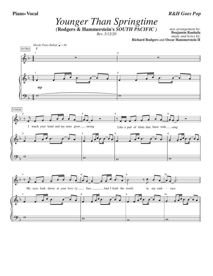 Younger Than Springtime [R&H Goes Pop! version] (from South Pacific) Voice scores gallery preview page 1