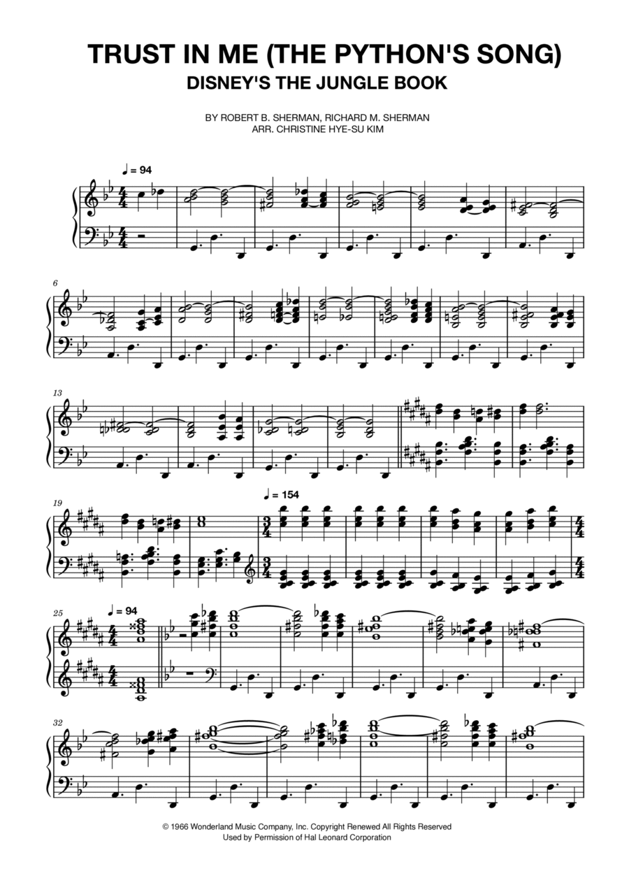 Trust In Me (the Python's Song) Piano Solo scores gallery preview page 1