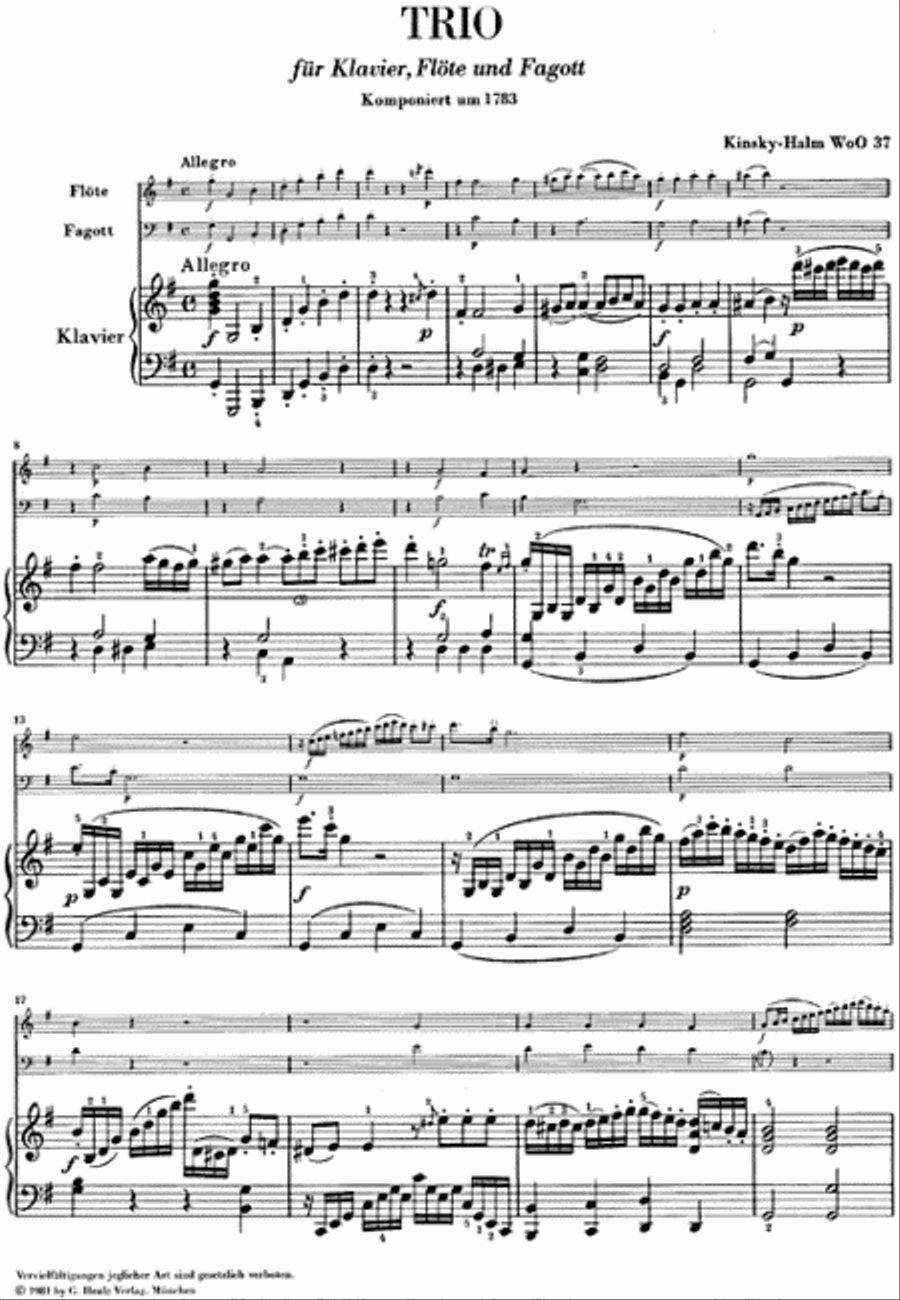 Trio for Piano, Flute, and Bassoon, WoO 37 Bassoon scores gallery preview page 2