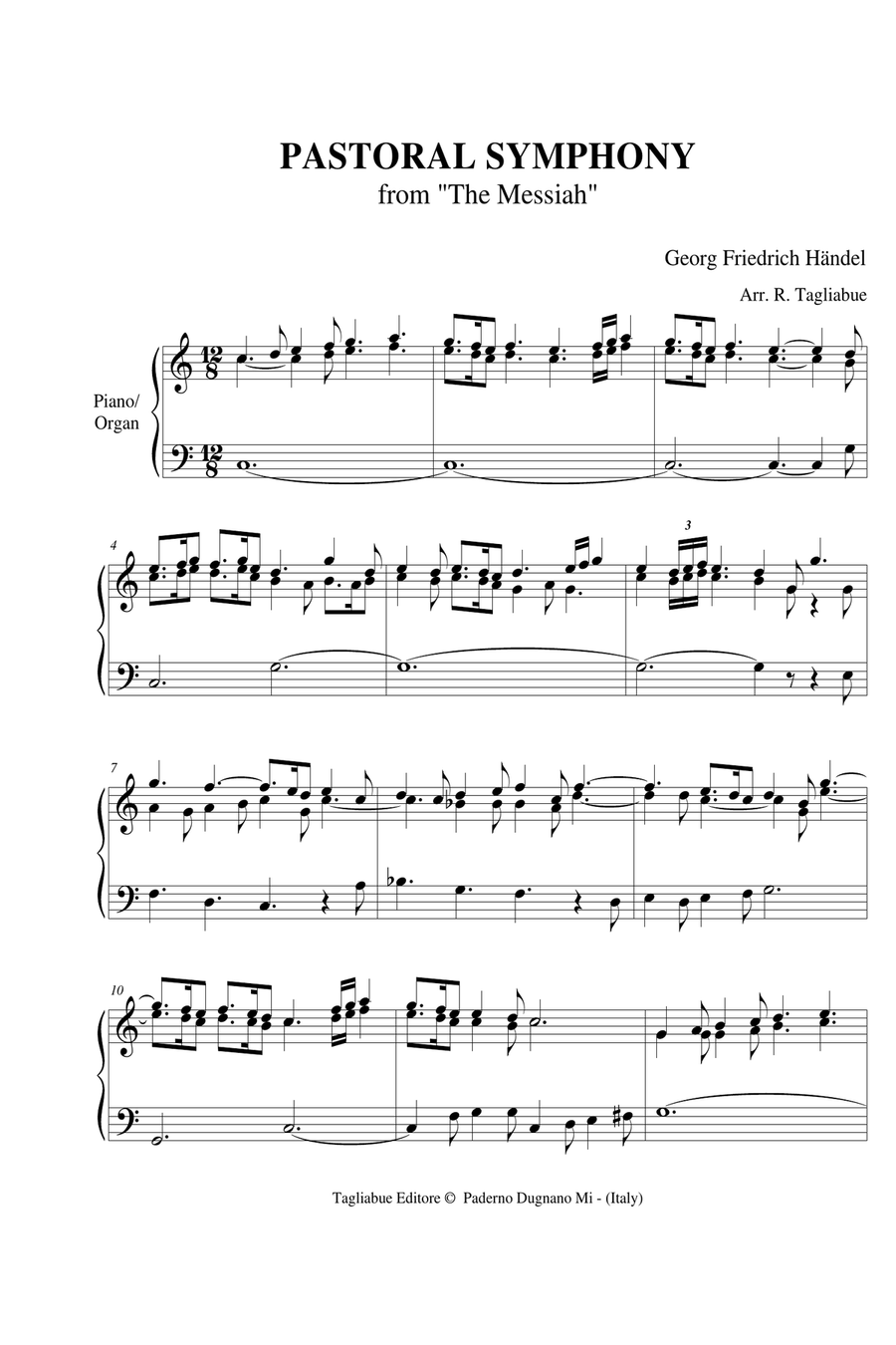 PASTORAL SYMPHONY - from The Messiah - Handel - Arr. for Piano/Organ Organ scores gallery preview page 2