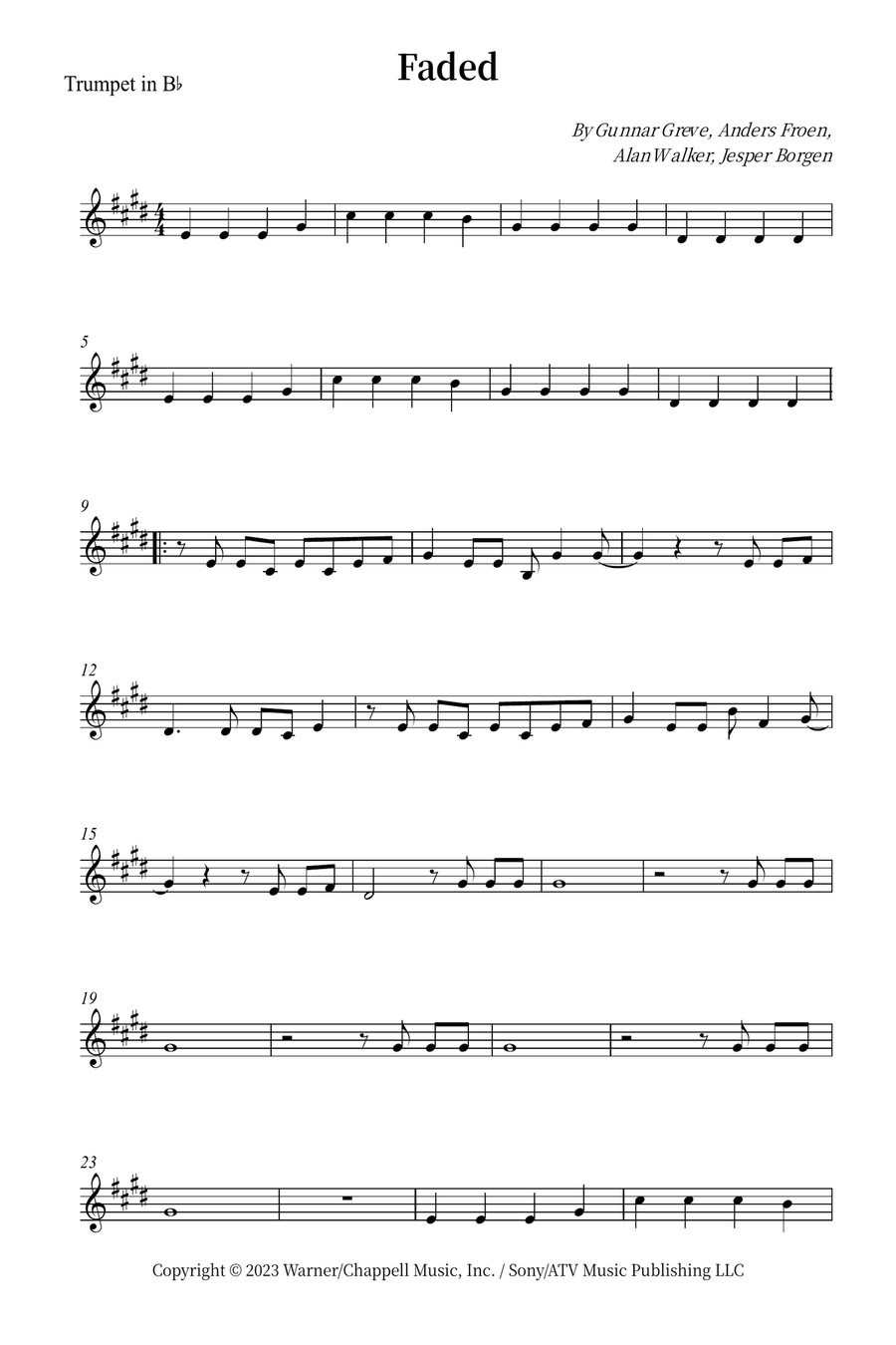 Faded B-Flat Trumpet scores gallery preview page 1