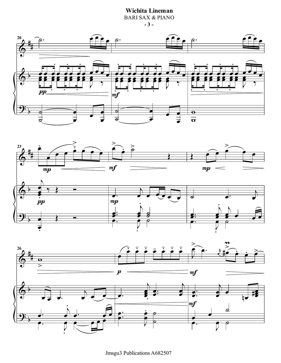 Wichita Lineman Baritone Saxophone scores gallery preview page 3