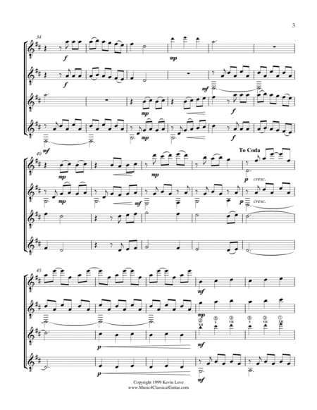 Summer Rain (Guitar Quartet) - Score and Parts image number null
