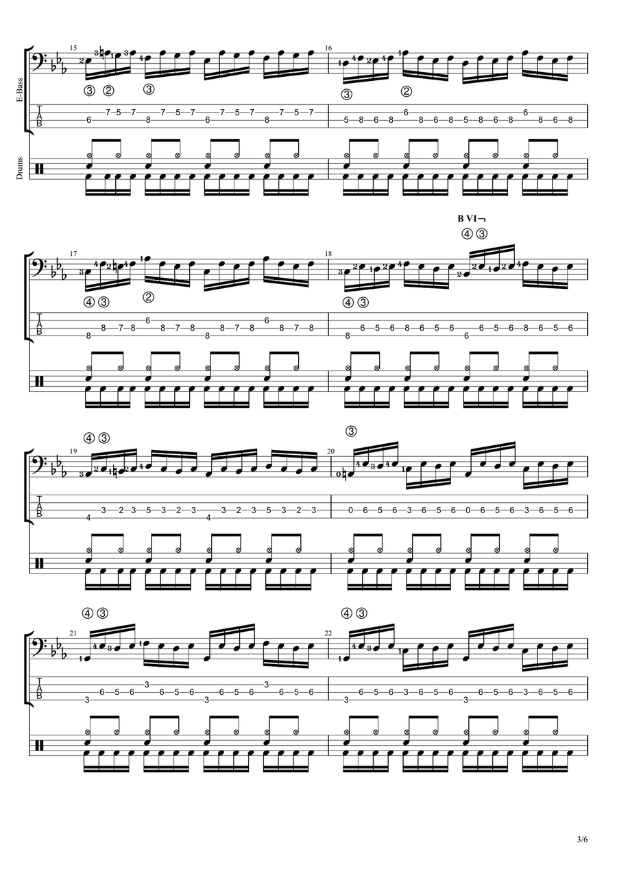 Prelude No. 2 in C Minor BWV 847 (Electric Bass Etude) Acoustic Guitar scores gallery preview page 3