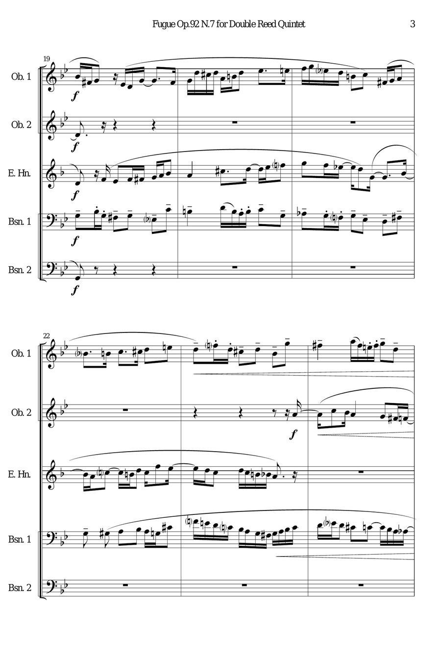 Fugue Op.92 N.7 for Double Reed Quintet Woodwind Quintet scores gallery preview page 3
