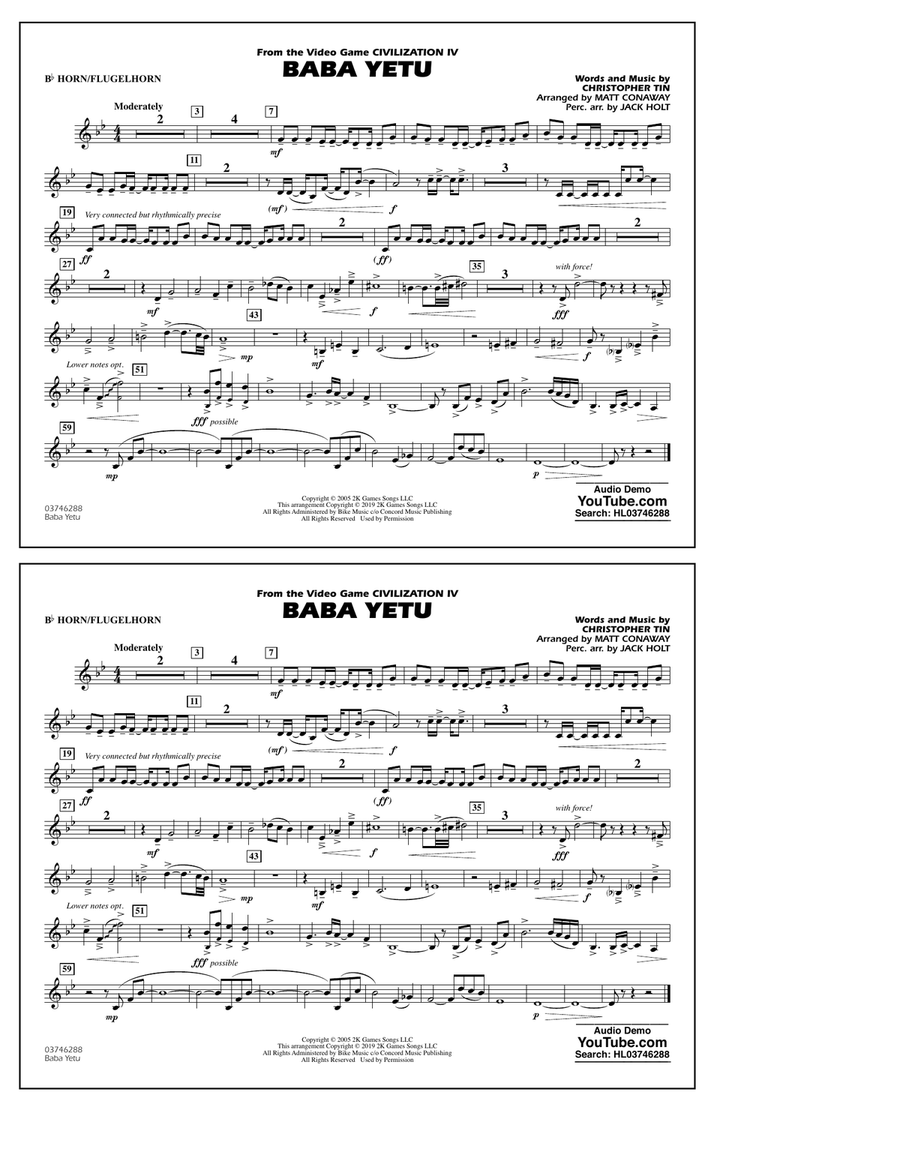 Baba Yetu (from Civilization IV) (arr. Matt Conaway) - Bb Horn/Flugelhorn