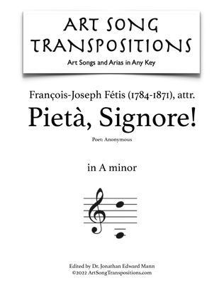 Book cover for FÉTIS: Pietà, Signore! (transposed to A minor)