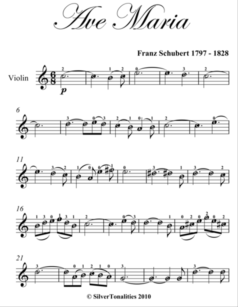 Ave Maria Easy Violin Sheet Music Violin Solo scores gallery preview page 2