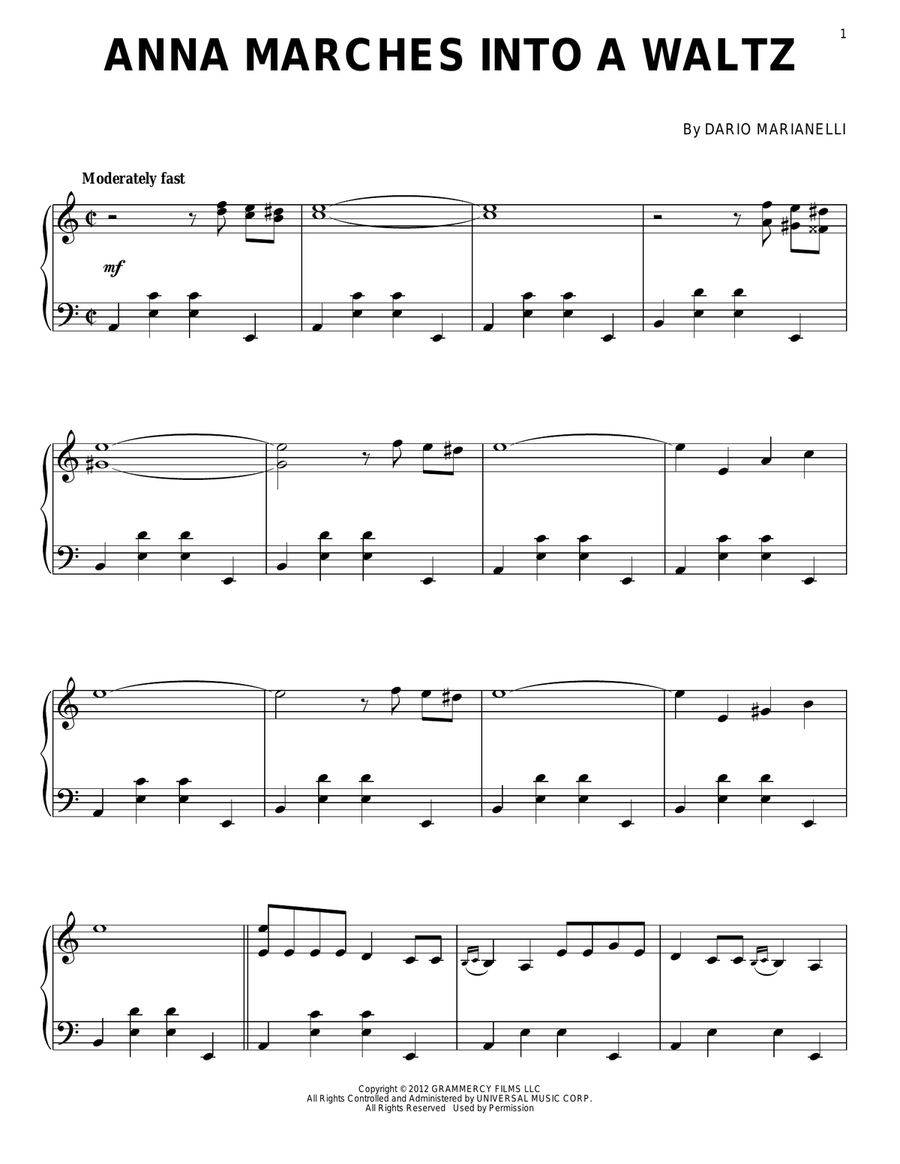 Anna Marches Into A Waltz Piano Solo scores gallery preview page 1