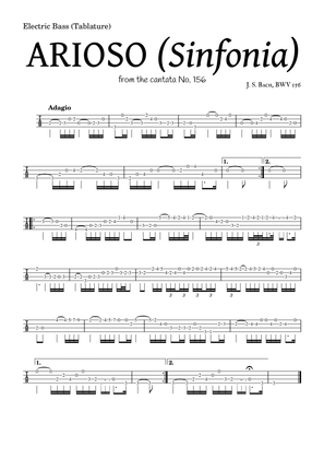Book cover for ARIOSO, by J. S. Bach (sinfonia) - for Electric Bass (Tablature) and accompaniment