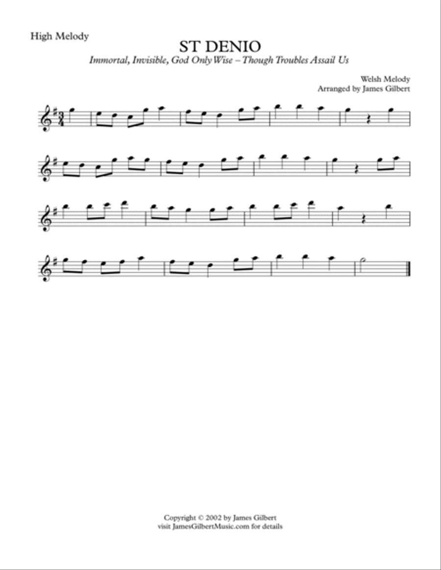 ST DENIO (Immortal Invisible God Only Wise) Small Ensemble scores gallery preview page 4