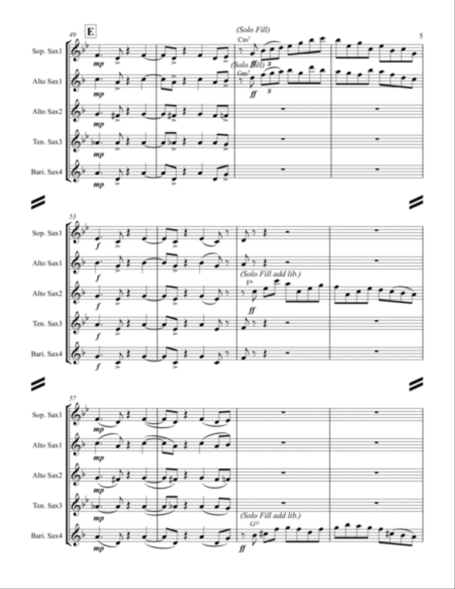 Lullaby Of Birdland Saxophone Quartet scores gallery preview page 6