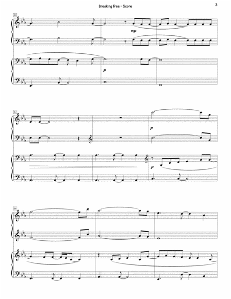 Breaking Free from the Disney Channel Original Movie HIGH SCHOOL MUSICAL 1 Piano, 4-Hands scores gallery preview page 3