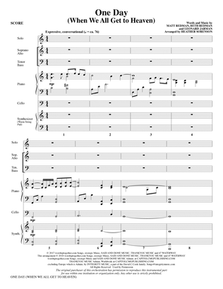 Book cover for One Day (When We All Get to Heaven) (Arr. Heather Sorenson) - Full Score
