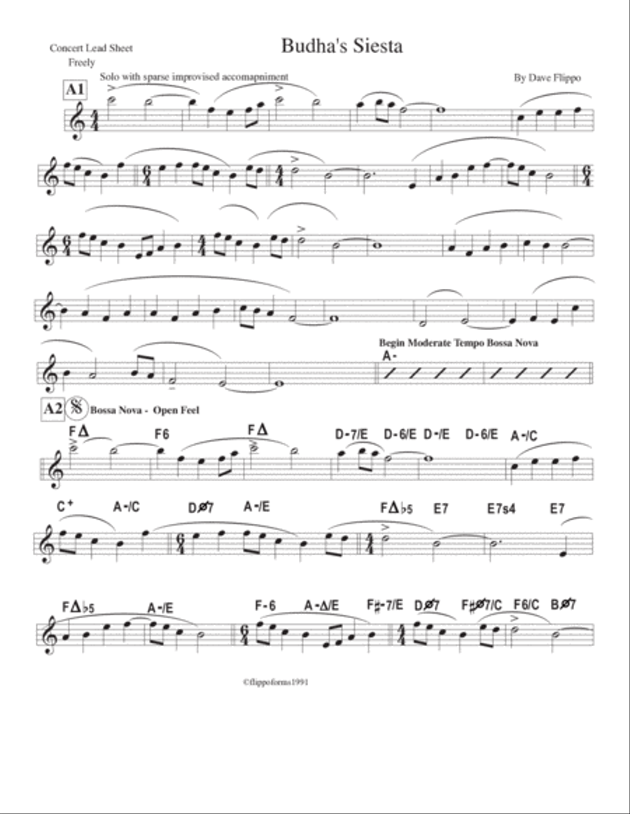 BUDDHA'S SIESTA - The Globaljazz Series - Asian/Latin jazz fusion - Lead Sheets in C, Bb and Eb Jazz Ensemble scores gallery preview page 2