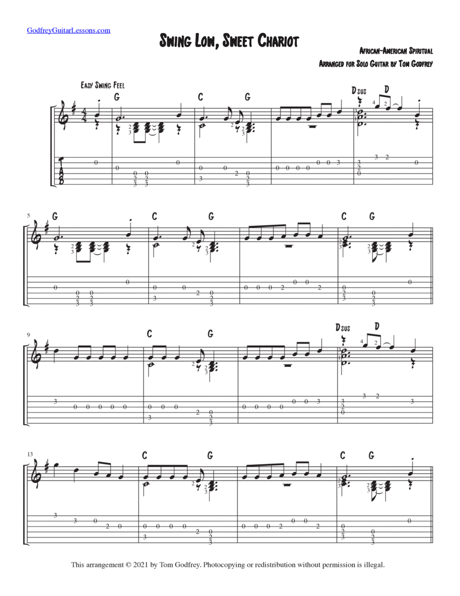 Swing Low, Sweet Chariot Swing Low, Sweet Chariot Guitar Tablature scores gallery preview page 1