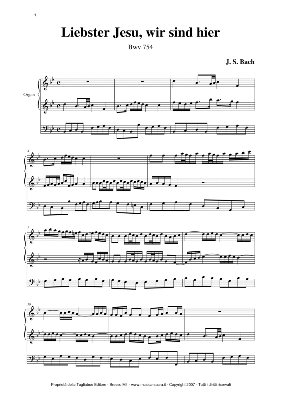 Liebster Jesu, wir sind hier (trio), BWV 754 Organ Solo scores gallery preview page 1