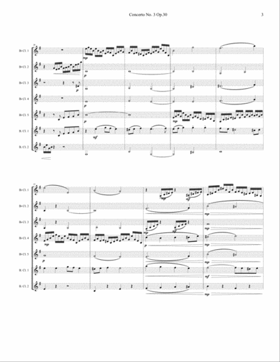 Rachmaninoff - Piano Concerto No. 3 - Clarinet Choir Clarinet Choir scores gallery preview page 3