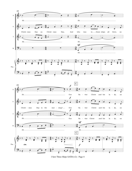 I Saw Three Ships (SATB Choir and piano) image number null