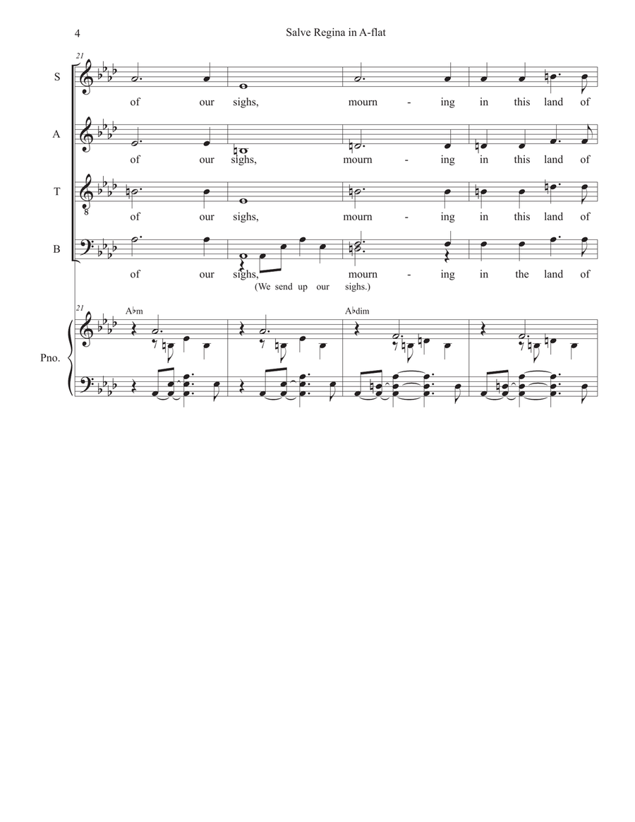 Salve Regina in A-flat (Tenor solo with SATB) 4-Part scores gallery preview page 4
