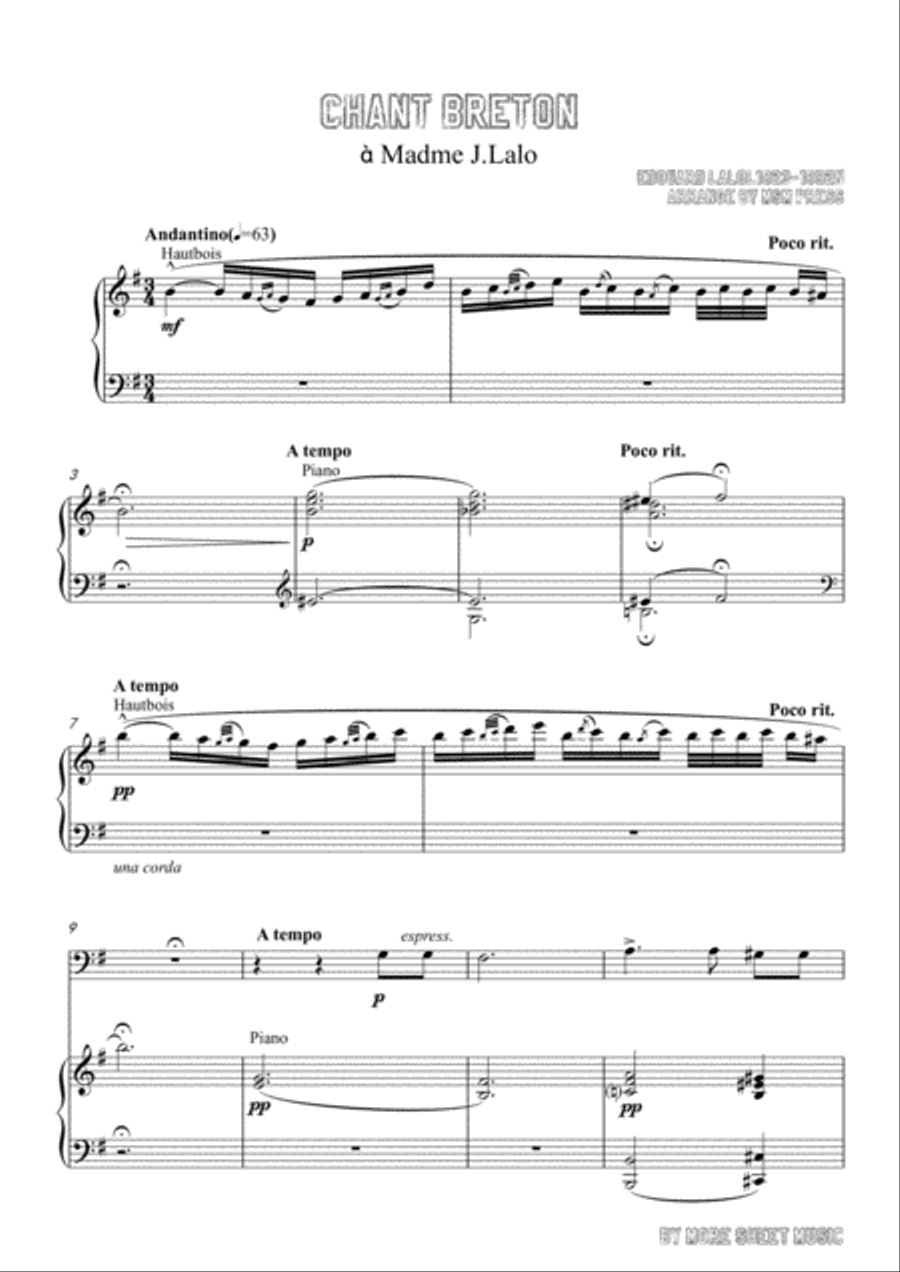 Lalo-Chant breton, for Cello and Piano Piano scores gallery preview page 3