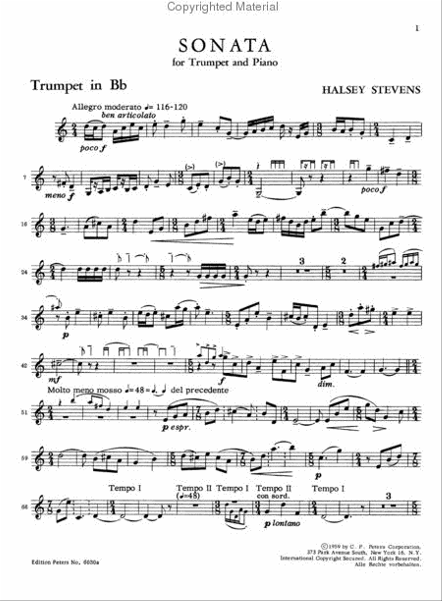 Sonata for Trumpet and Piano B-Flat Trumpet scores gallery preview page 4