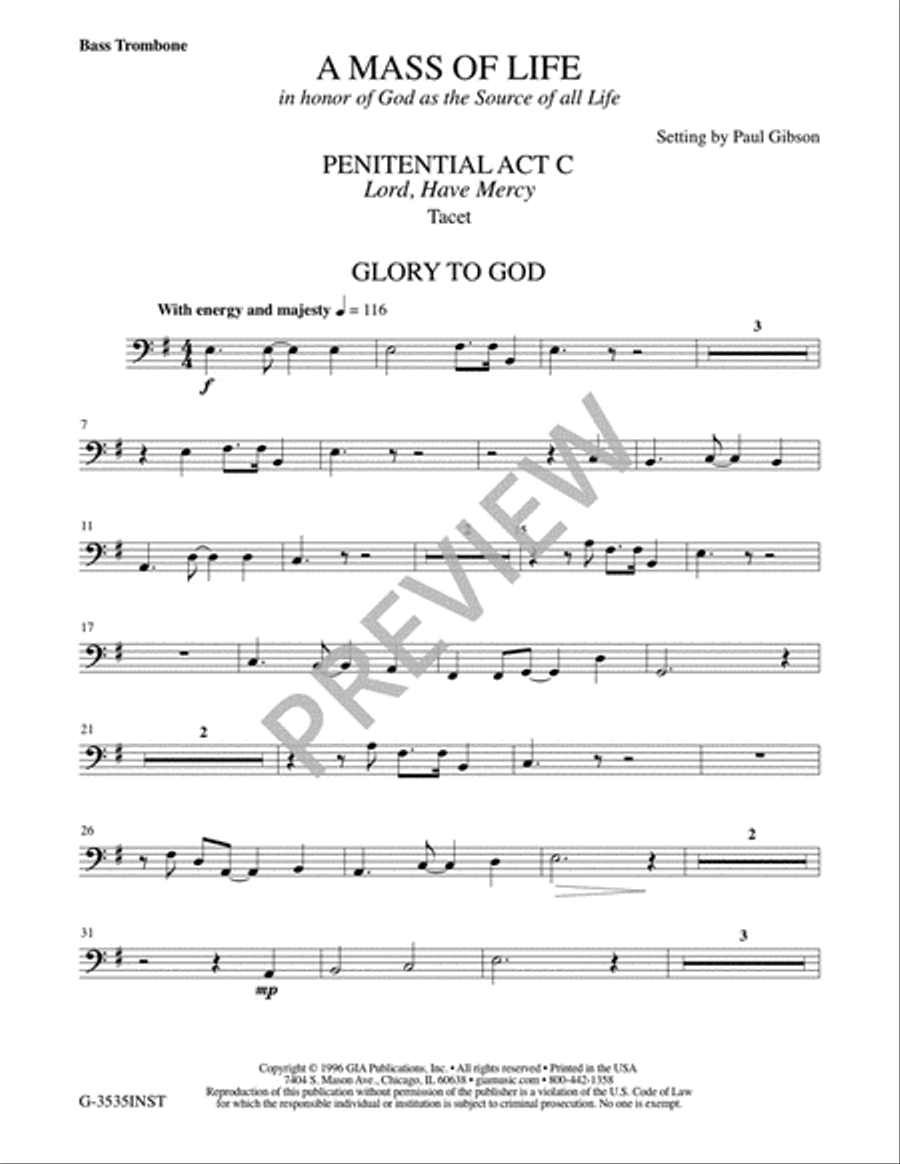 A Mass of Life - Instrument edition Trombone scores gallery preview page 22