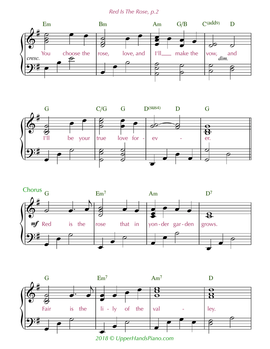 Red Is The Rose (early intermediate) Piano, Vocal scores gallery preview page 2