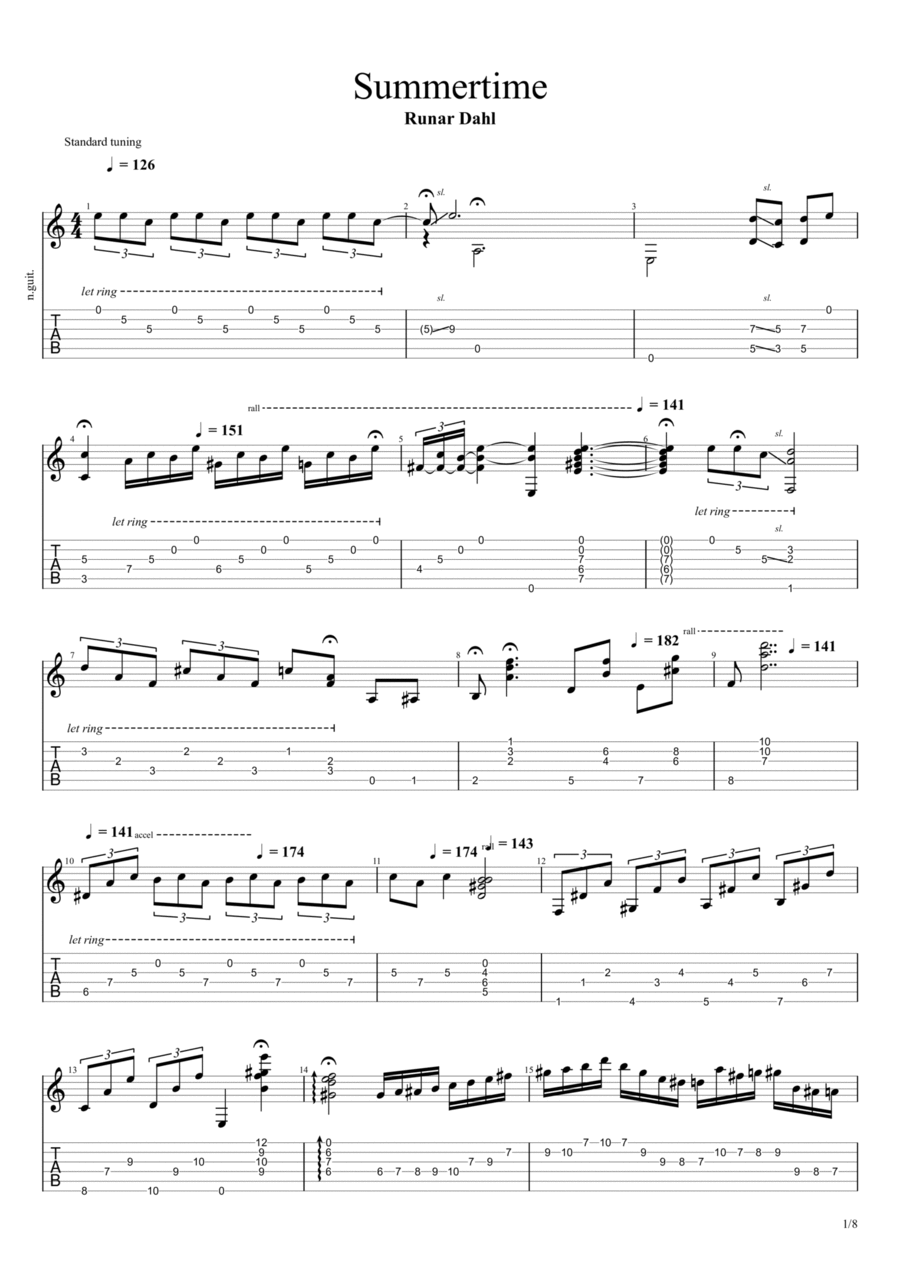 Summertime Summertime Guitar Tablature scores gallery preview page 1