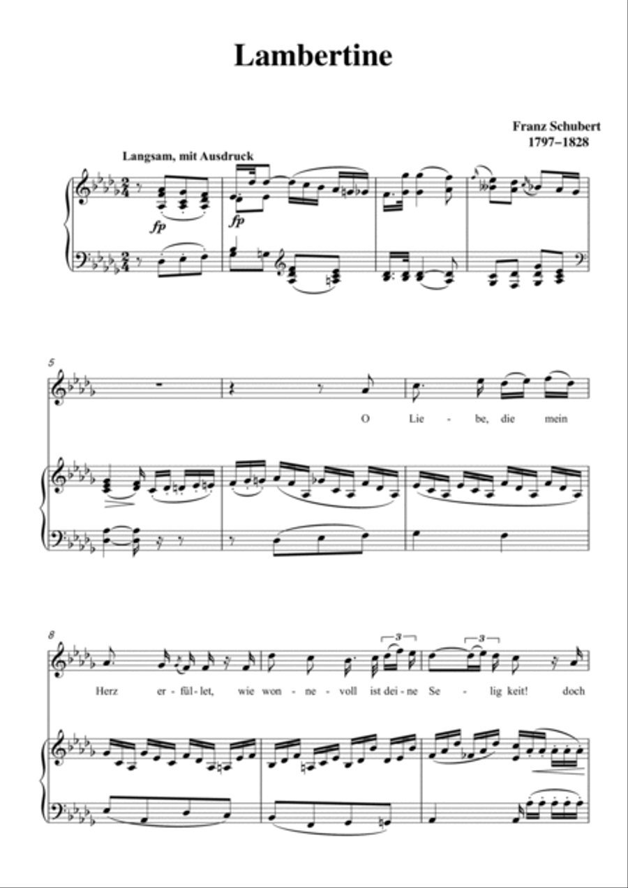 Schubert-Lambertine in bD for Vocal and Piano Voice scores gallery preview page 2
