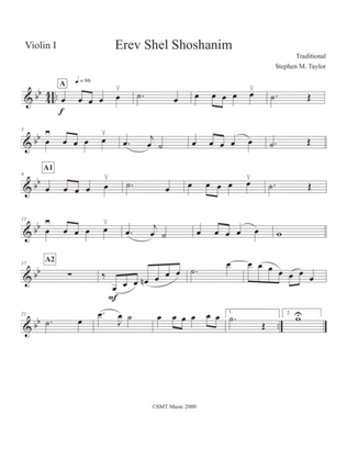 Book cover for Erev Shel Shoshanim (string quartet + lead sheet)