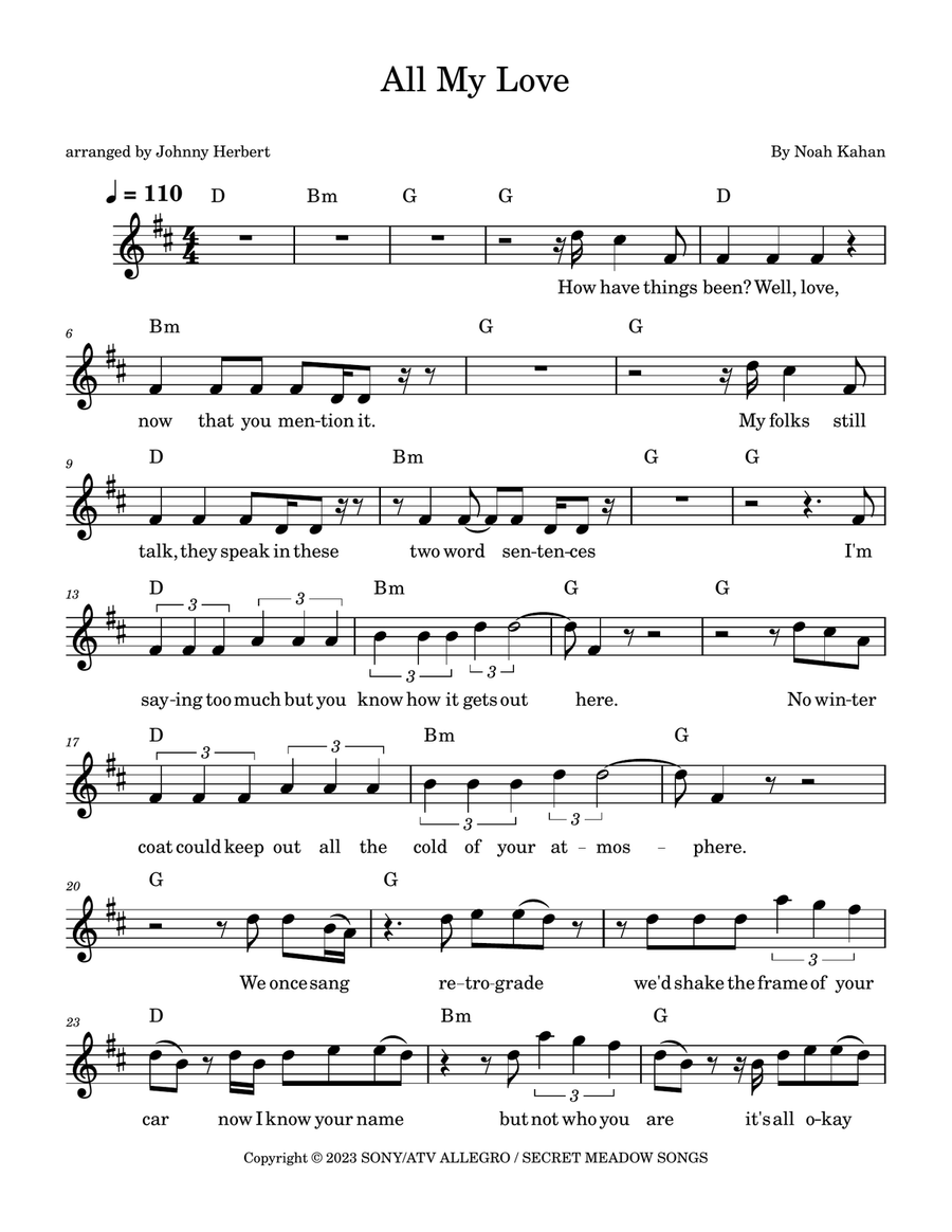 All My Love Acoustic Guitar scores gallery preview page 1