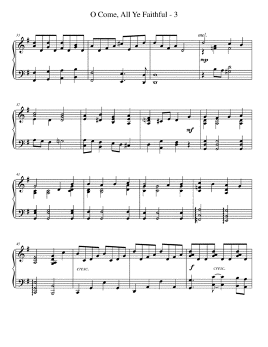 O Come, All Ye Faithful Piano Solo scores gallery preview page 3