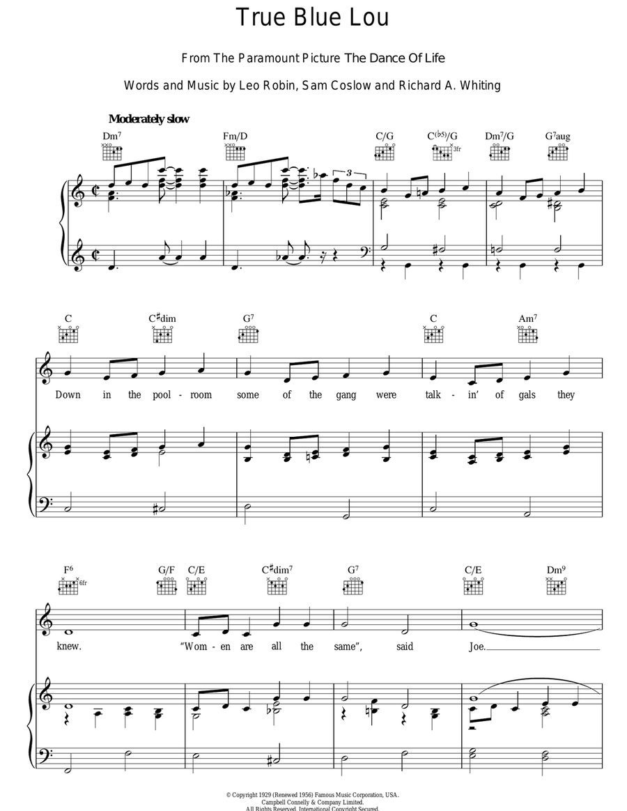 True Blue Lou Guitar scores gallery preview page 1