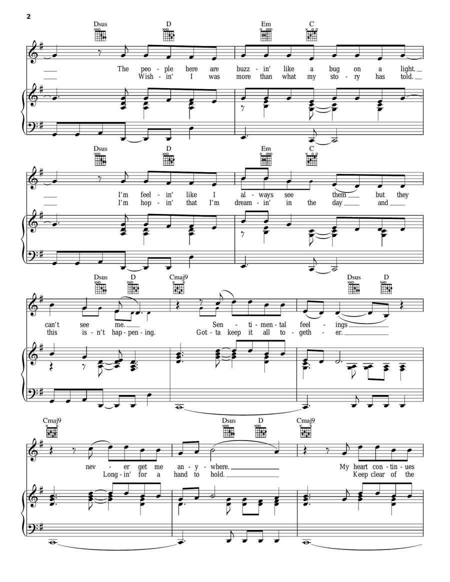 Hello Hello Piano, Vocal, Guitar scores gallery preview page 2
