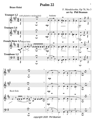 Book cover for Psalm 22-Mendelssohn-Brass octet