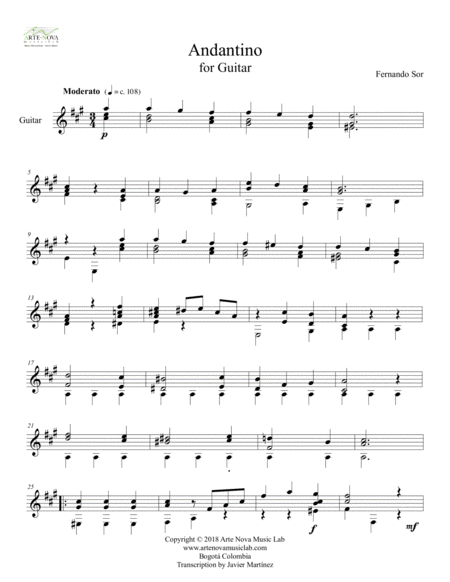 Andantino for Guitar image number null