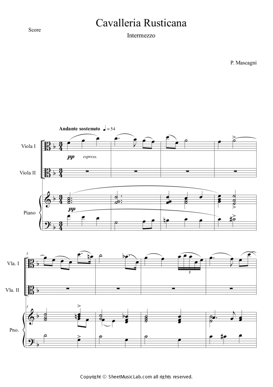Cavalleria Rusticana Viola scores gallery preview page 1
