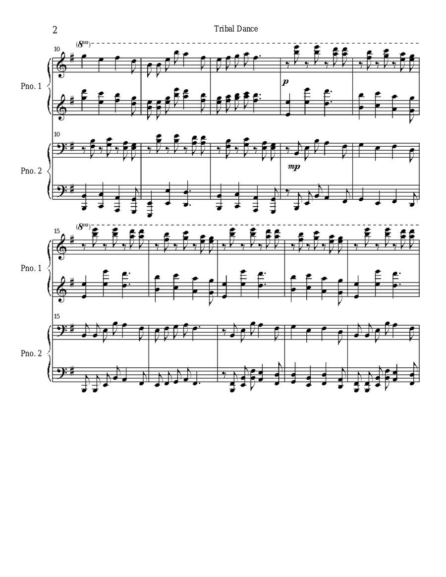 Tribal Dance (Piano 4-hands) Piano Duet scores gallery preview page 2