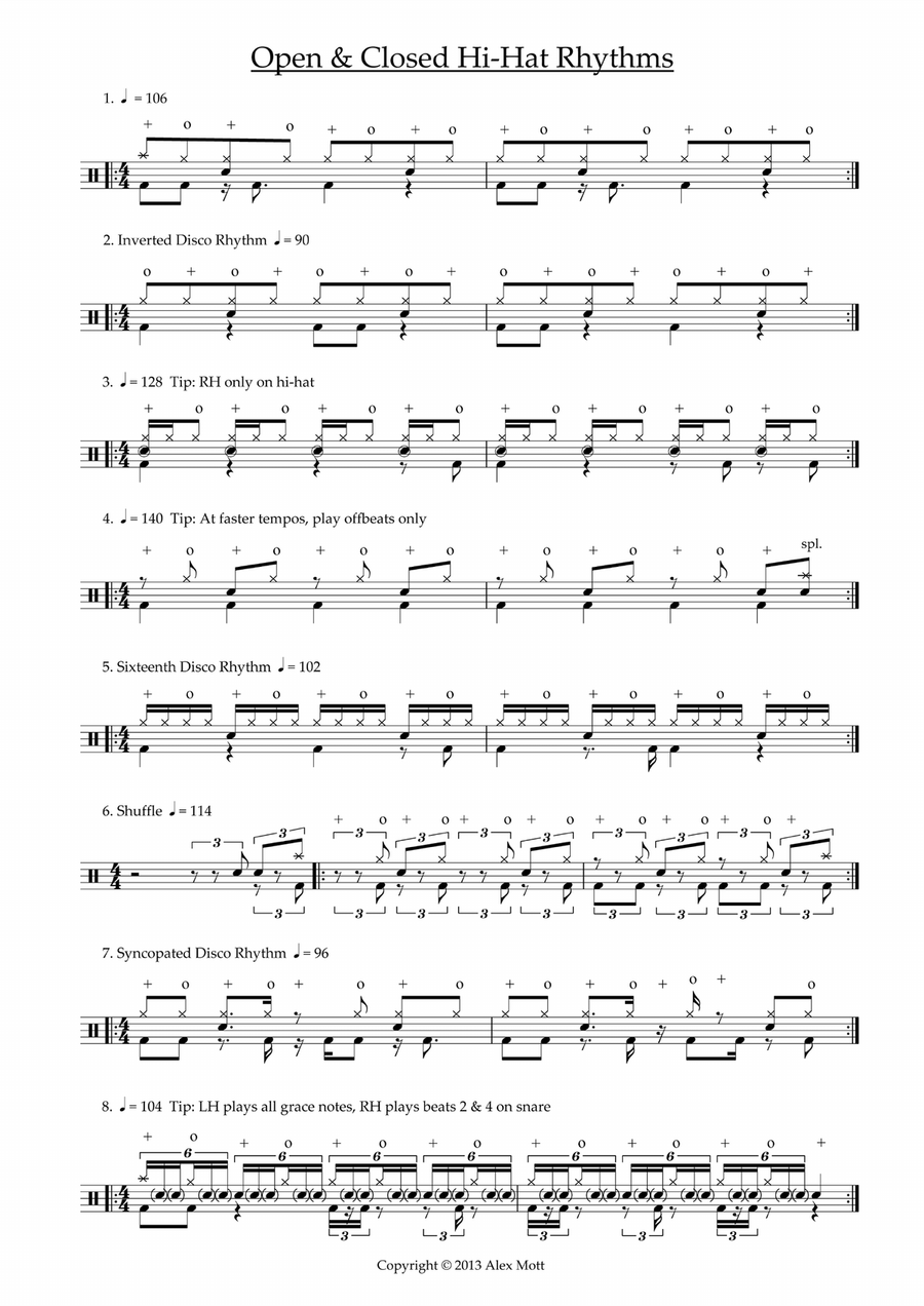 Open Closed Hi Hat Rhythms