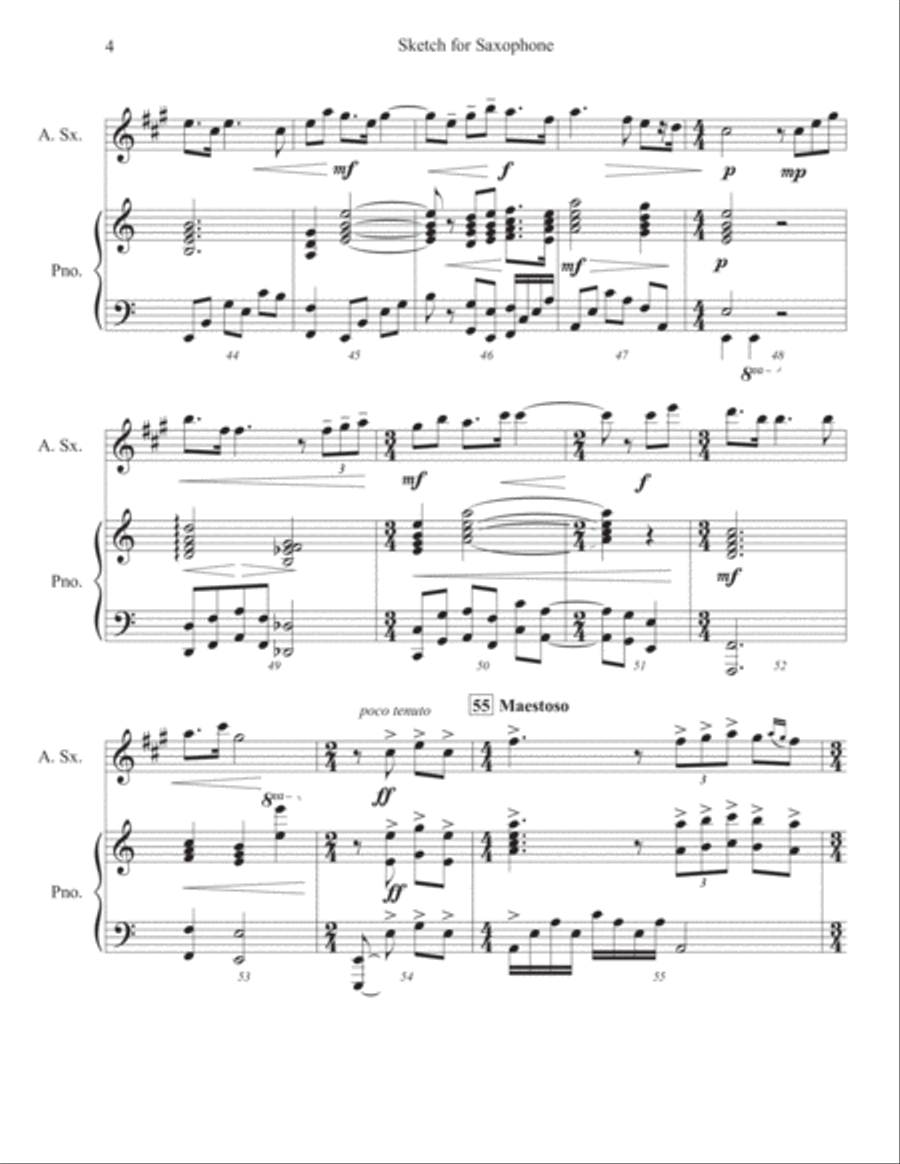 Sketch for Saxophone Alto Saxophone scores gallery preview page 5