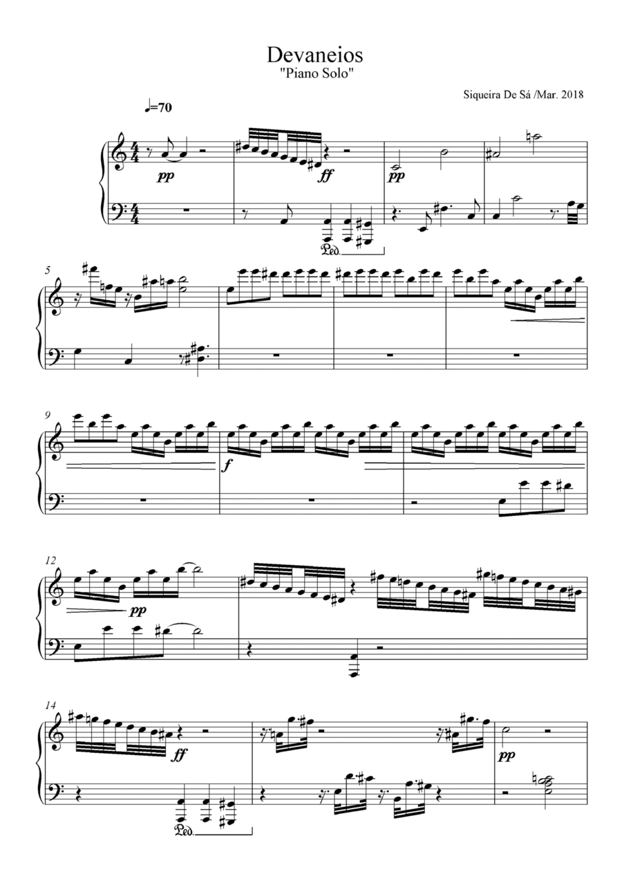 Daydreams - Devaneios - Piano Solo. The music originality that imagination musical espontany. Six wo Small Ensemble scores gallery preview page 1